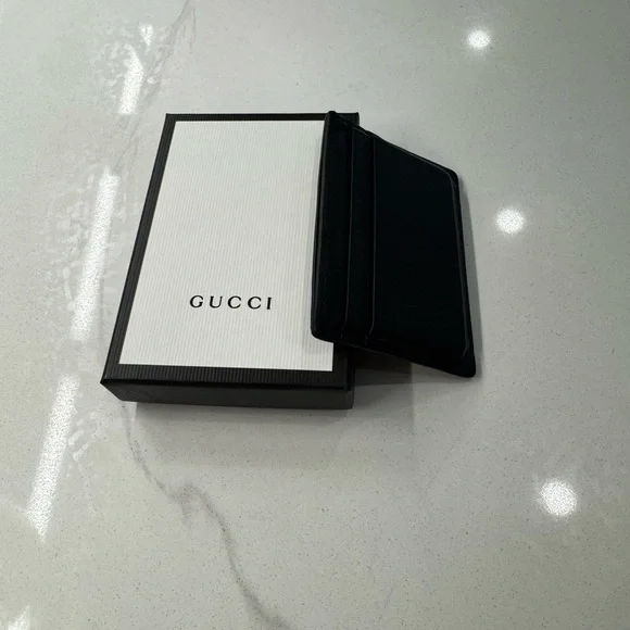 Gucci Black Card Holder with Gold Bee Accent - Picture 5 of 6